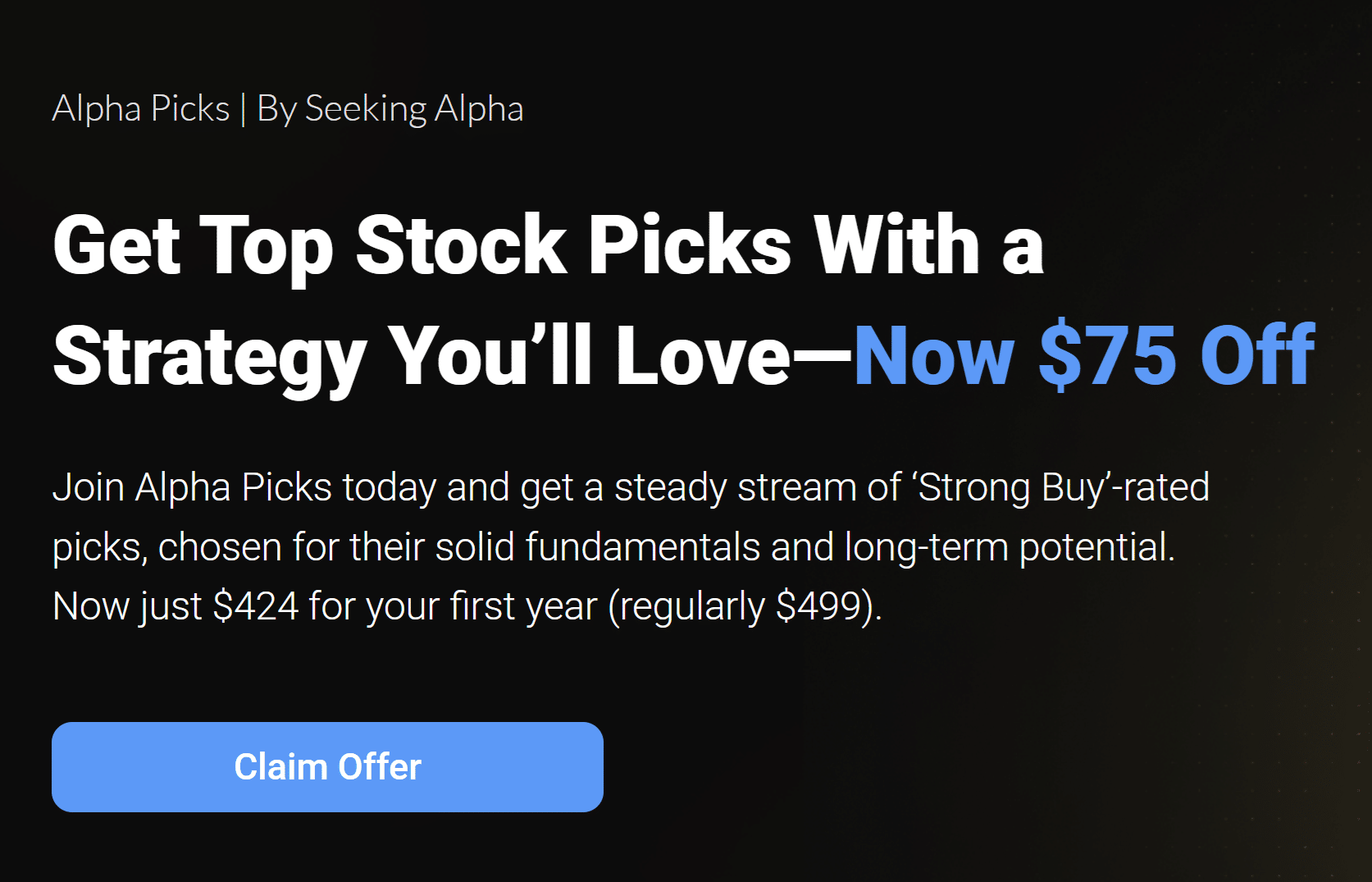$75 off Alpha Picks during February promo