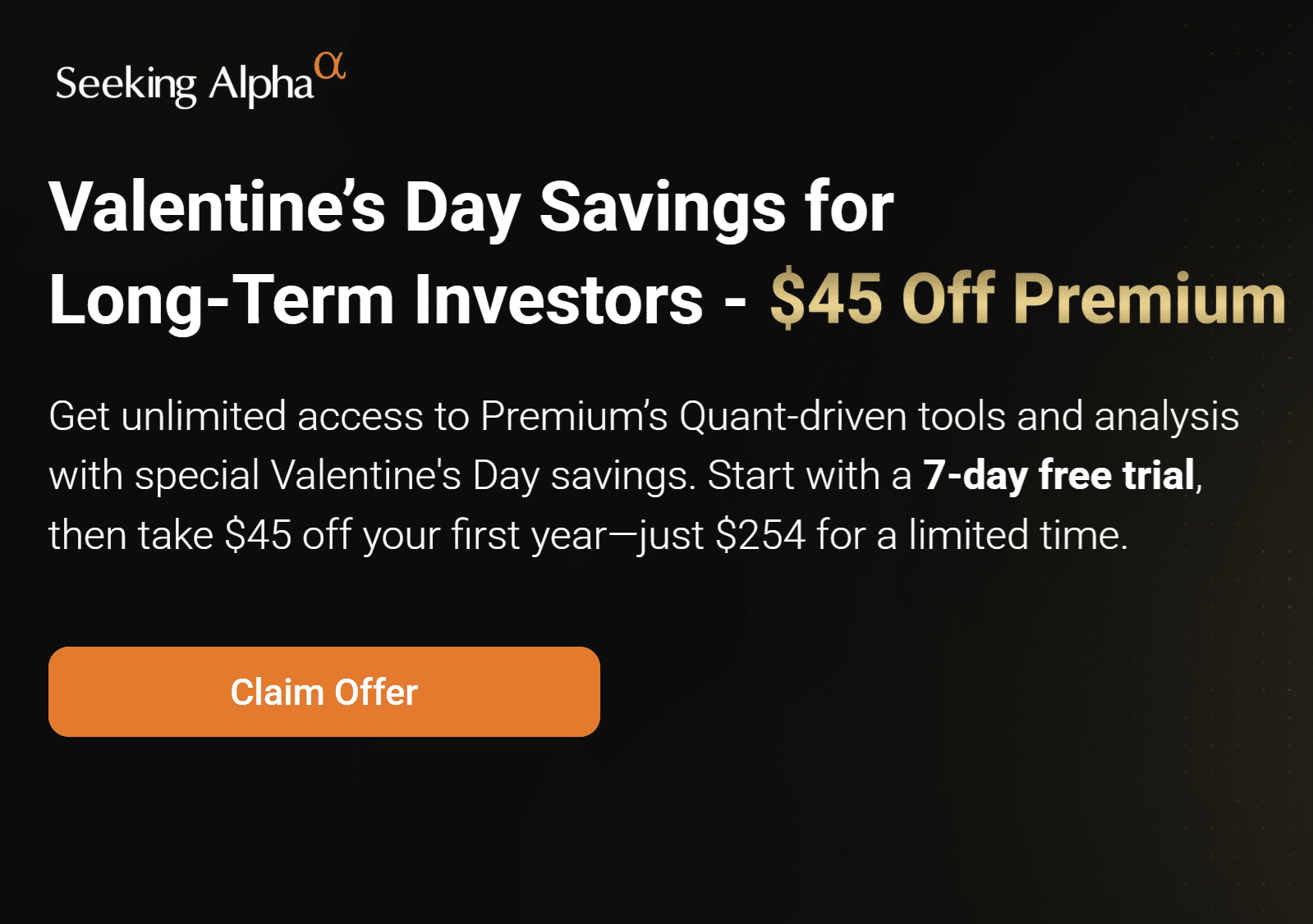 $45 off Seeking Alpha Premium during February promo